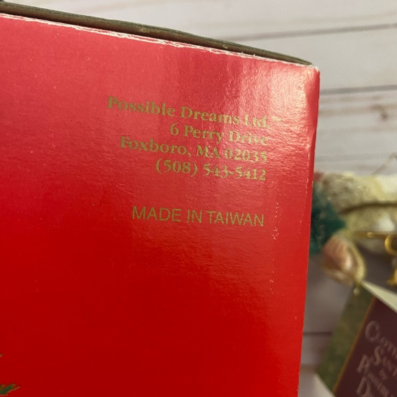 1992 Possible Dreams Clothtique Santa Ornament Holding Bottle Brush Tree W/BOX - Picture 8 of 11